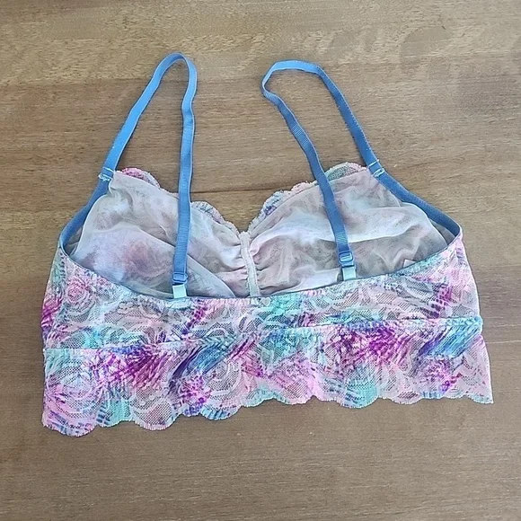 Victoria’s Secret PINK Rose Lace Bralette | Tie-Dye | Size Large - Picture 3 of 5